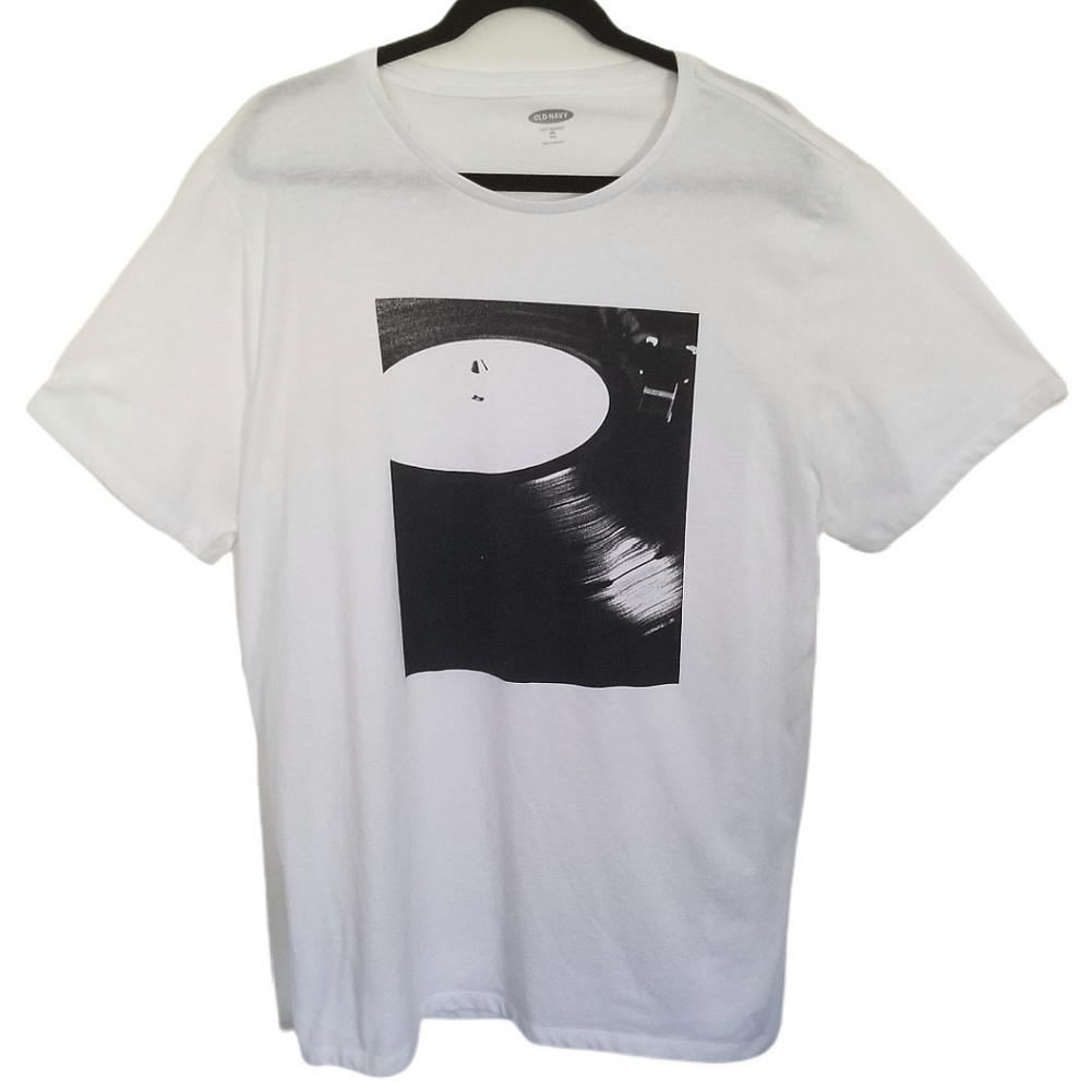 Old Navy Men Big&Tall Casual Short Sleeve Graphic-T Vinyl Print White/Black XXLT